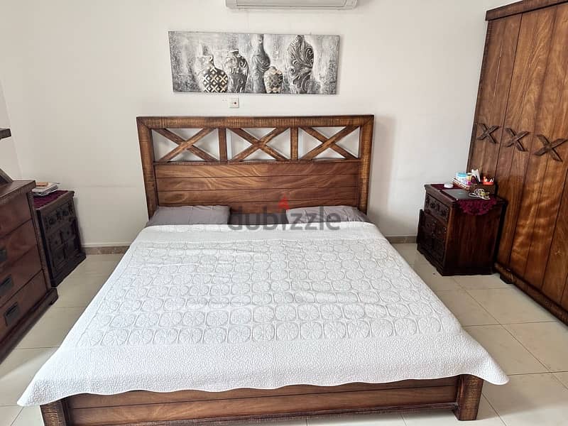 super King bed set with drawers very aesthetic wooden finish 1