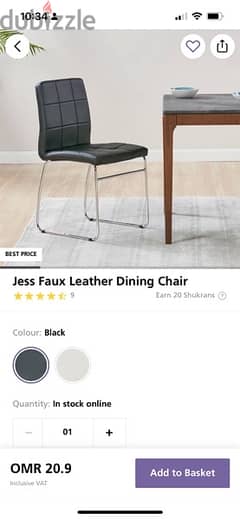 Homecentre dining table with 3 leather chairs 0