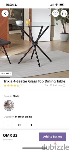 Homecentre dining table with 3 leather chairs 1