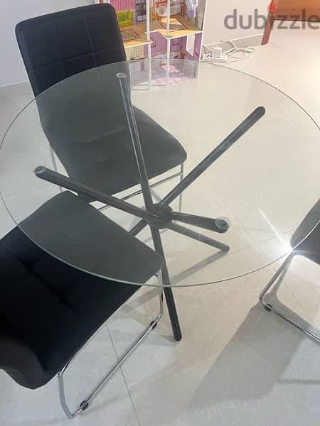 Homecentre dining table with 3 leather chairs 3