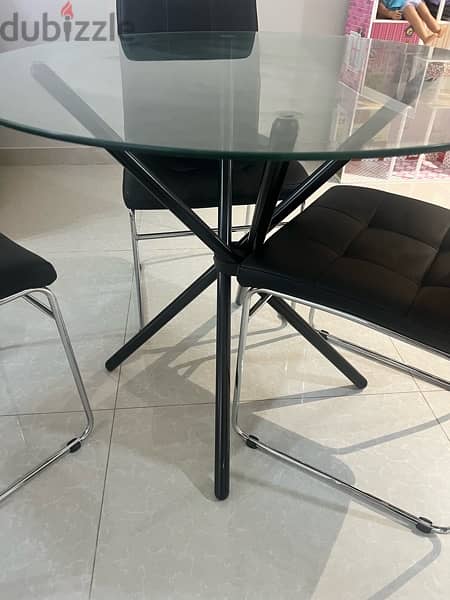 Homecentre dining table with 3 leather chairs 4