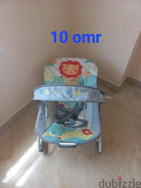 Queen size bed without mattress,baby rocker , High chair 2