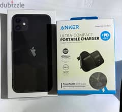 iPhone 11 blavk colore 128gb brand new with Anker adapter New