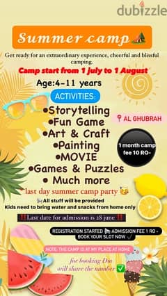 SUMMER CAMP FOR ONE MONTH 10 RO 0