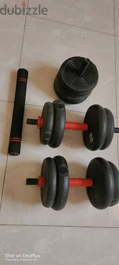 20 kgs new dumbles set with biceps rod fittings