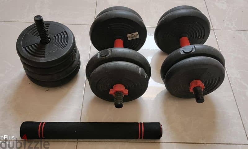 20 kgs new dumbles set with biceps rod fittings 1
