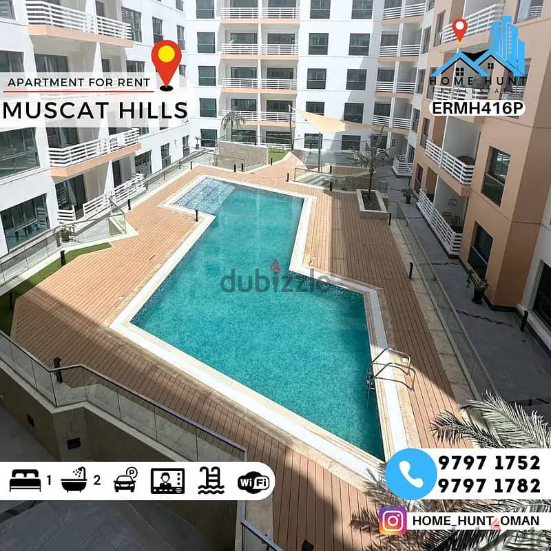 MUSCAT HILLS | LUXURIOUSLY FURNISHED 1BHK APARTMENT WITH POOL VIEW 0