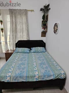good condition bed, mattress and side table 0