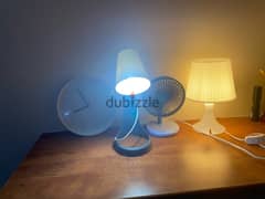Two Table lamps USB Fan wall clock