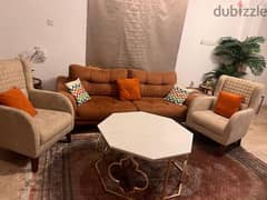 2 brown sofa set  with 1 chair