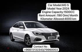 Car Rent Available For rent ,MG -5 (Brand New )