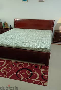 King Size Bed With Mattress + 2 Side Tables