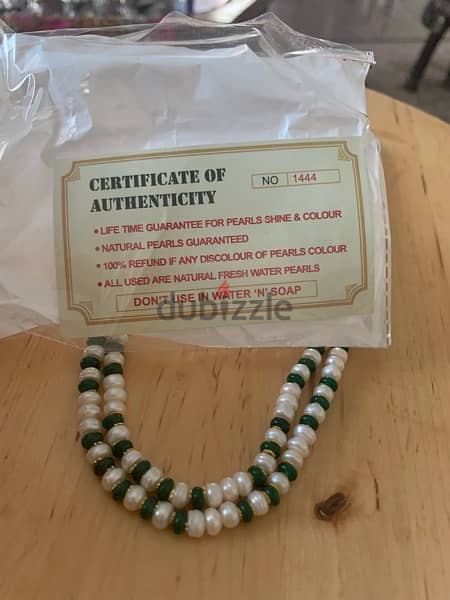 real pearl and emerald necklace 0