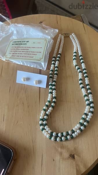 real pearl and emerald necklace 1