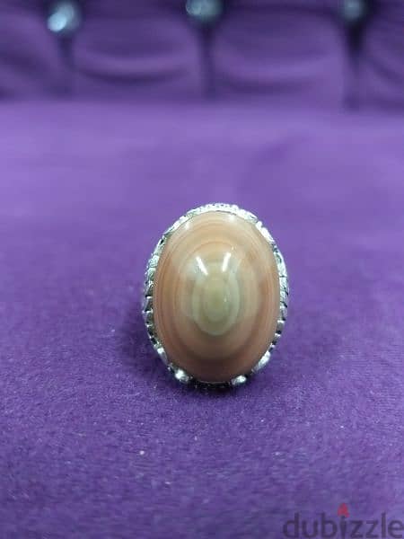 خاتم عقيق سليماني يمني طبيعي natural sulaimani yamani agate ring 0