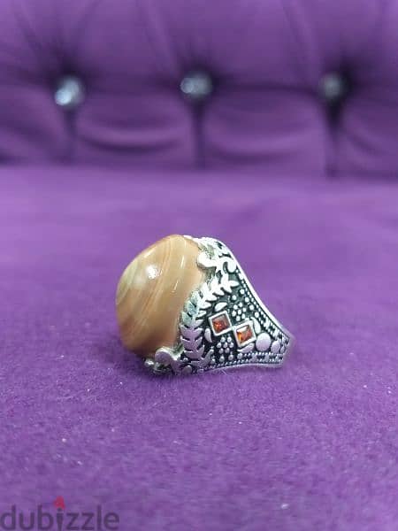 خاتم عقيق سليماني يمني طبيعي natural sulaimani yamani agate ring 2