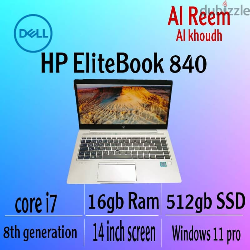 HP 840 CORE I7 16GB RAM 512GB SSD 14 INCH SCREEN 8th GENERATON 0