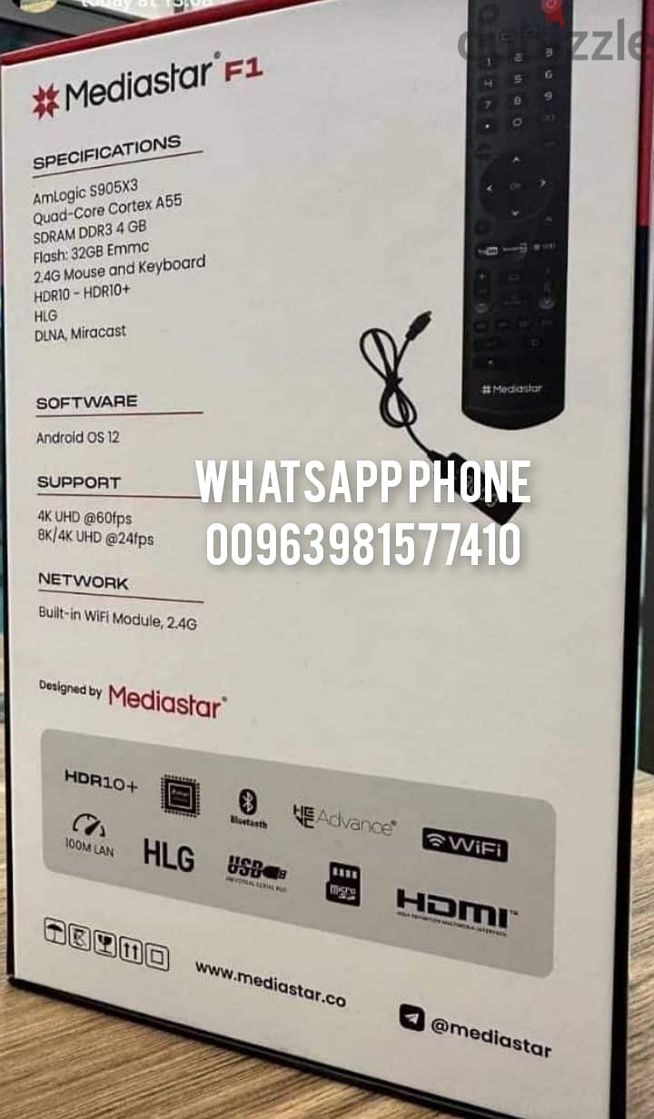 MEDIASTAR F1 AMLOGIC S905 X3 4k UHD ANDROID 12 1