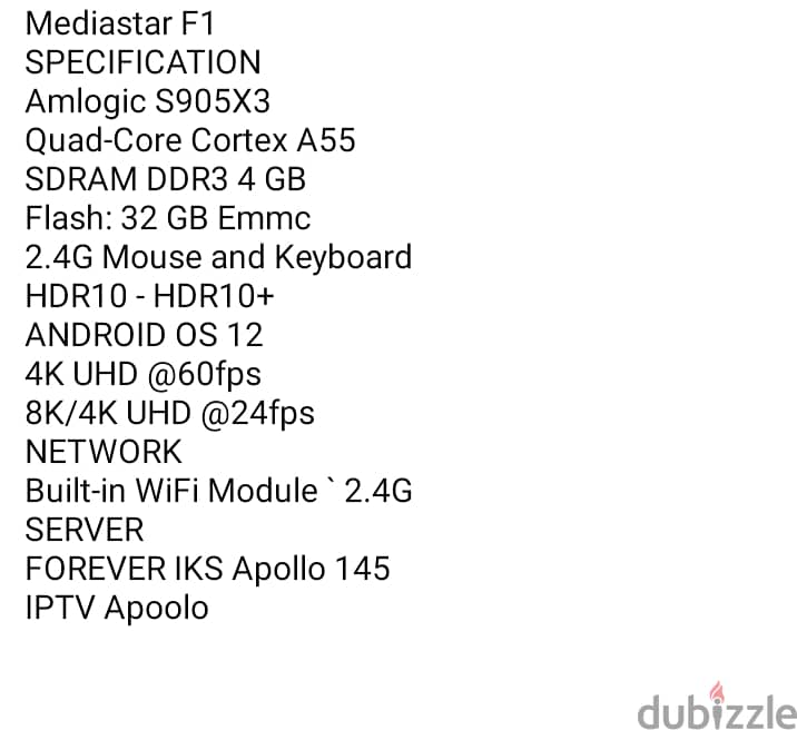 MEDIASTAR F1 AMLOGIC S905 X3 4k UHD ANDROID 12 2