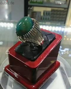 silver hand made Italian style men ring with agate yamini