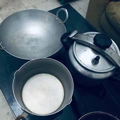 pressure cooket sause pan karhai fry pan stove all together 7 rial