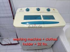 washing machine + clothes holder