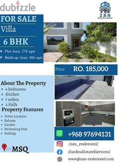 For Sale Brand New Villa 6 BHK at Madinat Al Sultan Qaboos