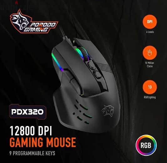 Porodo Gaming PDX320 12800DPI Gaming Mouse (Brand-New) 3