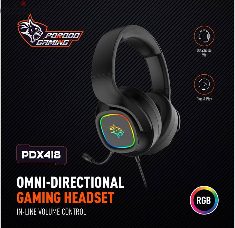 Porodo Gaming PDX418 Omni-Directional Gaming Headset (Brand-New) 3