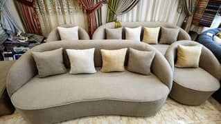 Eid offer 3+3+1+1=8seater sofa with stool available in showroom