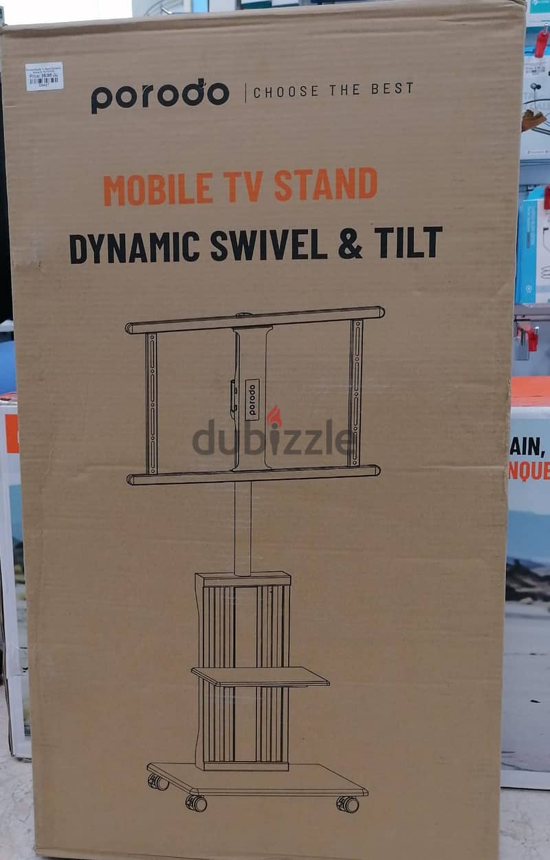 Porodo Mobile TV Stand Dynamic Swivel & Tilt - TVFSW (Brand New) 3