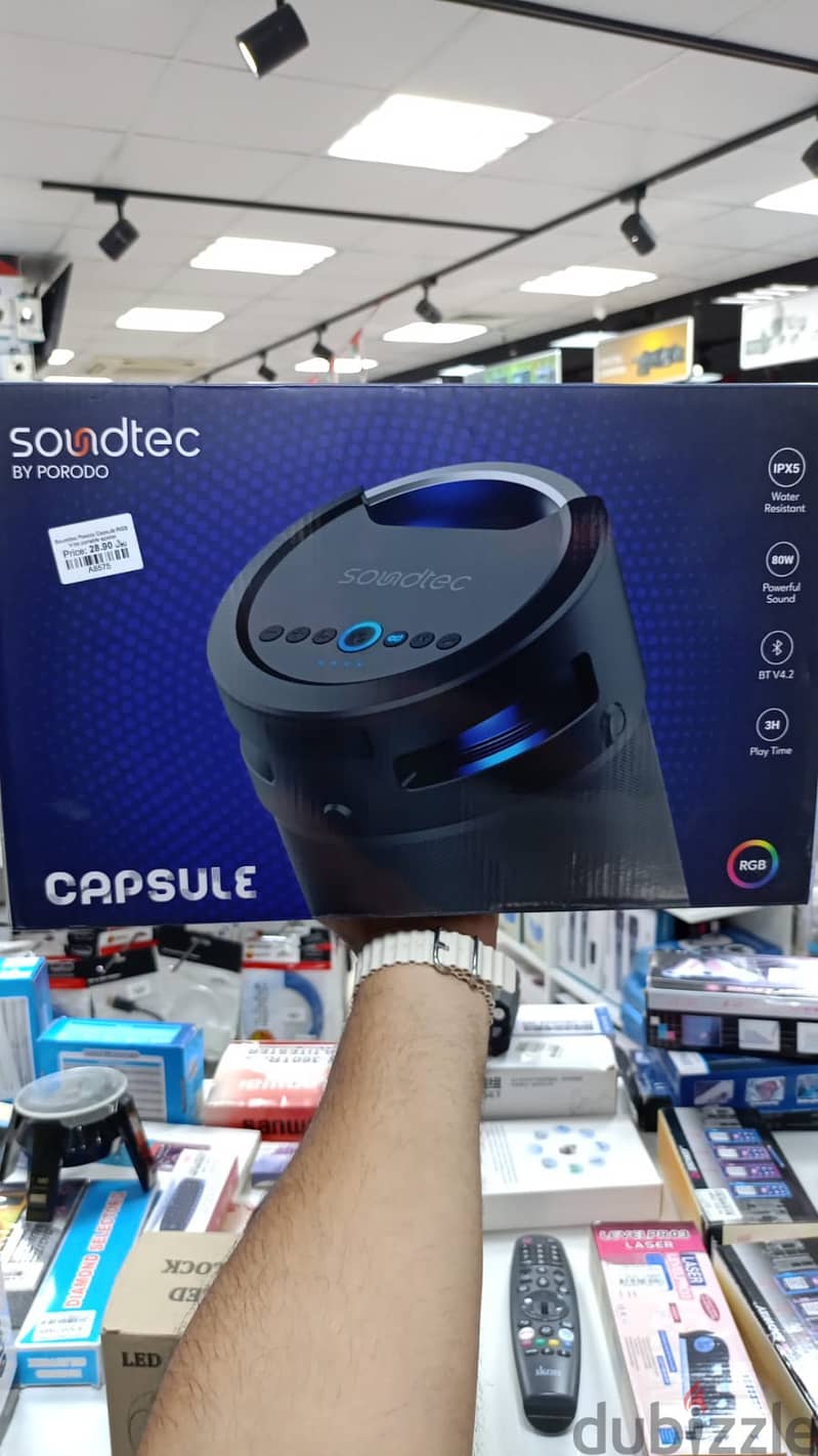 Porodo CAPSULE Soundtec Speaker RGB Vibe Portable Speaker IPX5 (NEW) 0