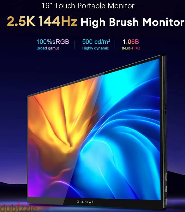 16" 2.5K 144hz Touch Screen Portable Monitor 0