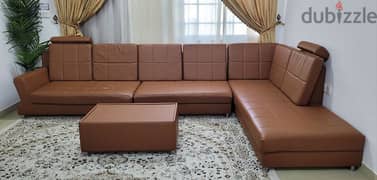 Brown rexine Sofa set with Centre table