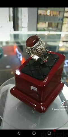 silver men ring with agate
