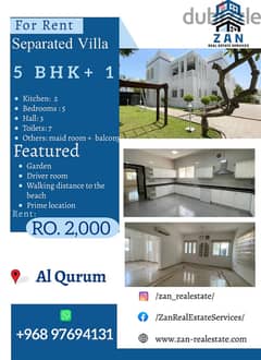 For Rent villa 5 BHK + 1 maid room + 1 driver room at Al Sarouj