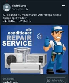 AC cleaning AC maintenance water drops Ac gas charge split window.