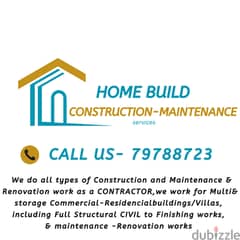 ⏩ We do all types of Construction and Maintenance -Renovation work