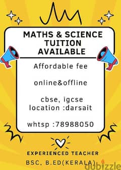 maths & science tuition available 0