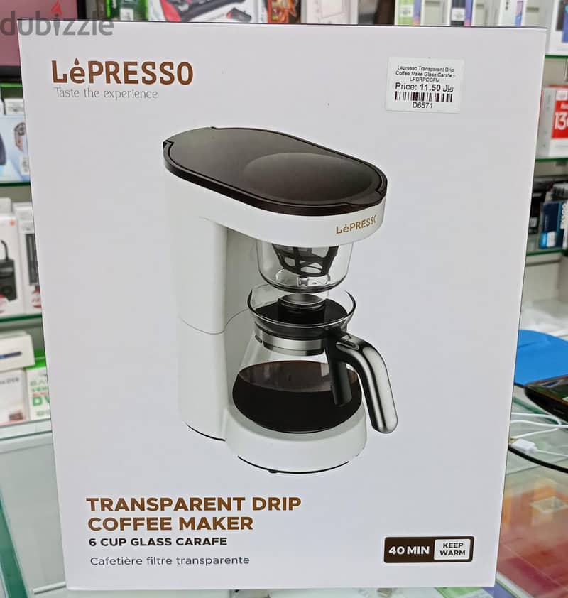 Lepresso Transparent Drip Coffee Maker Glass Carafe - Brand New 0