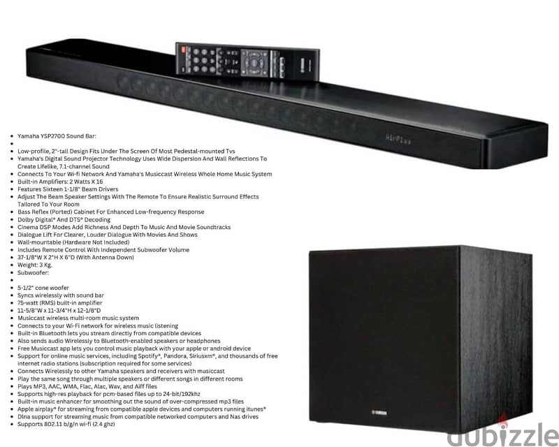 Yamaha YSP2700 Sound Bar 1