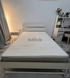 Ikea Double Bed With Mattress & Cabinet