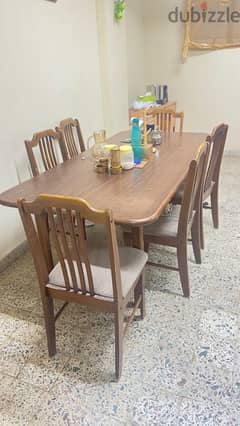 WOODEN DINING TABLE WITH 6 CHAIRS