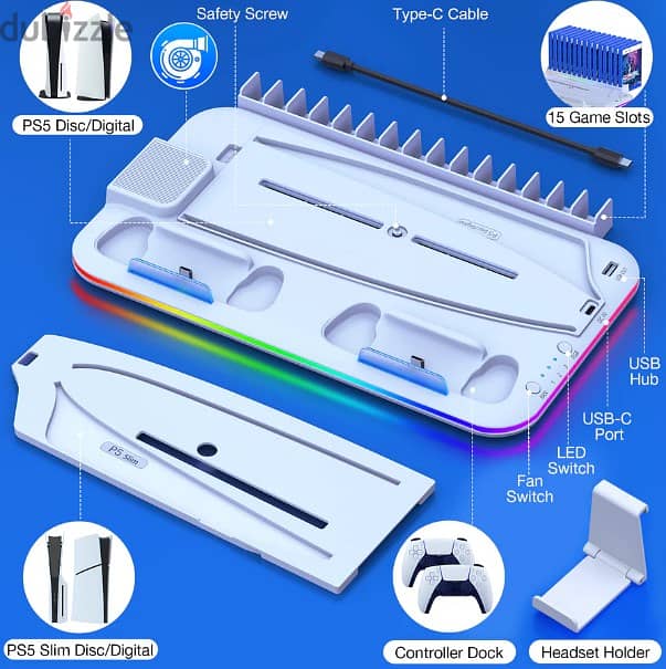 Saitake multi functionnal ps5 cooling and charging stand stk-dz504 3