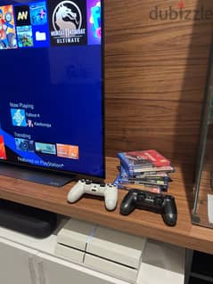 Playstation 4 500GB White with 2 controllers and 5 games