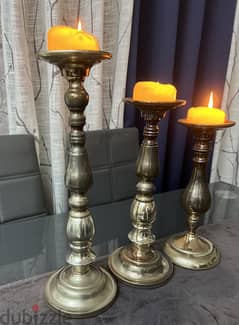 Silver candlestick And flower pot