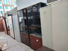 Two doors cupboards steel glass wooden for sale