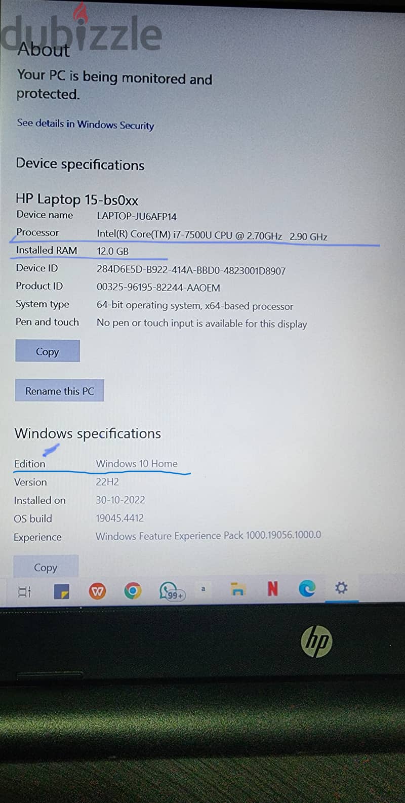 Expat used HP Laptop Intel Core i7, 12GB RAM, 1TB SSD Hard Disk 4