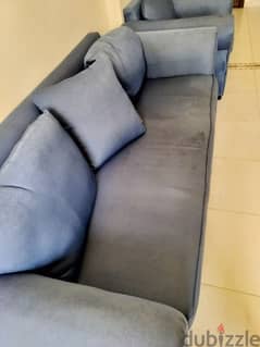 1.2 Seater leather sofa. 2.4 seater blue sofa 3+1
