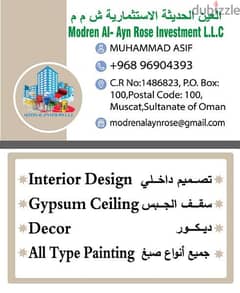 we do all type of painting work ,interior designing and gypsum board